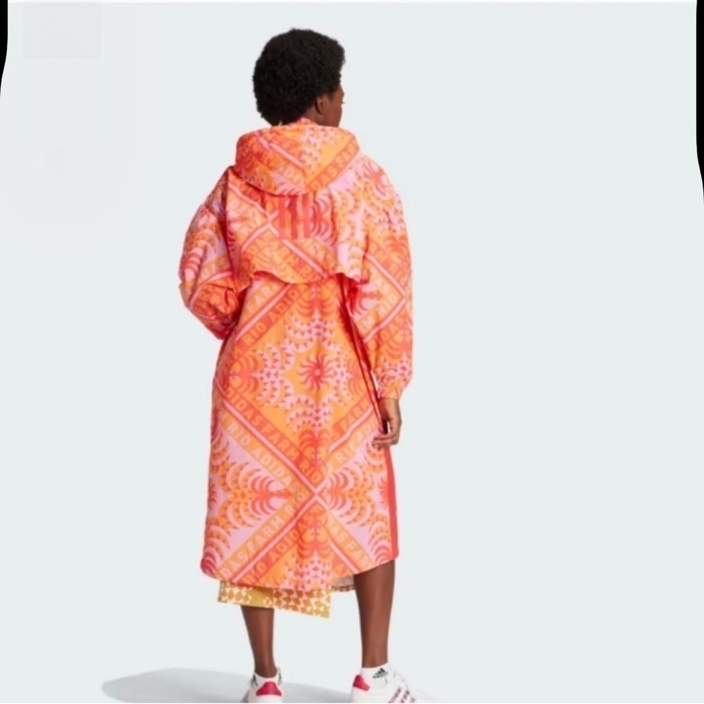 FARM RIO X ADIDAS LONG JACKET WINBREAKER TROPICAL TRENCH SOCCER TRAINING COAT - Picture 3 of 13